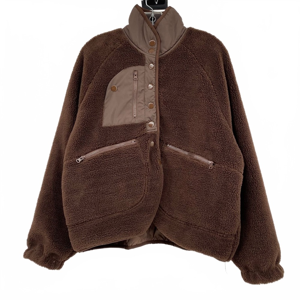 Lea & Viola Jacket | Sherpa Snap | M | Women's | Brown | Polyester